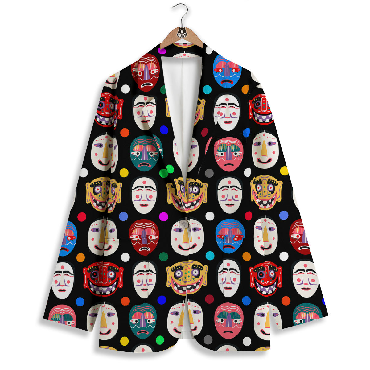 Traditional Korean Masks Print Pattern Women's Blazer-grizzshop