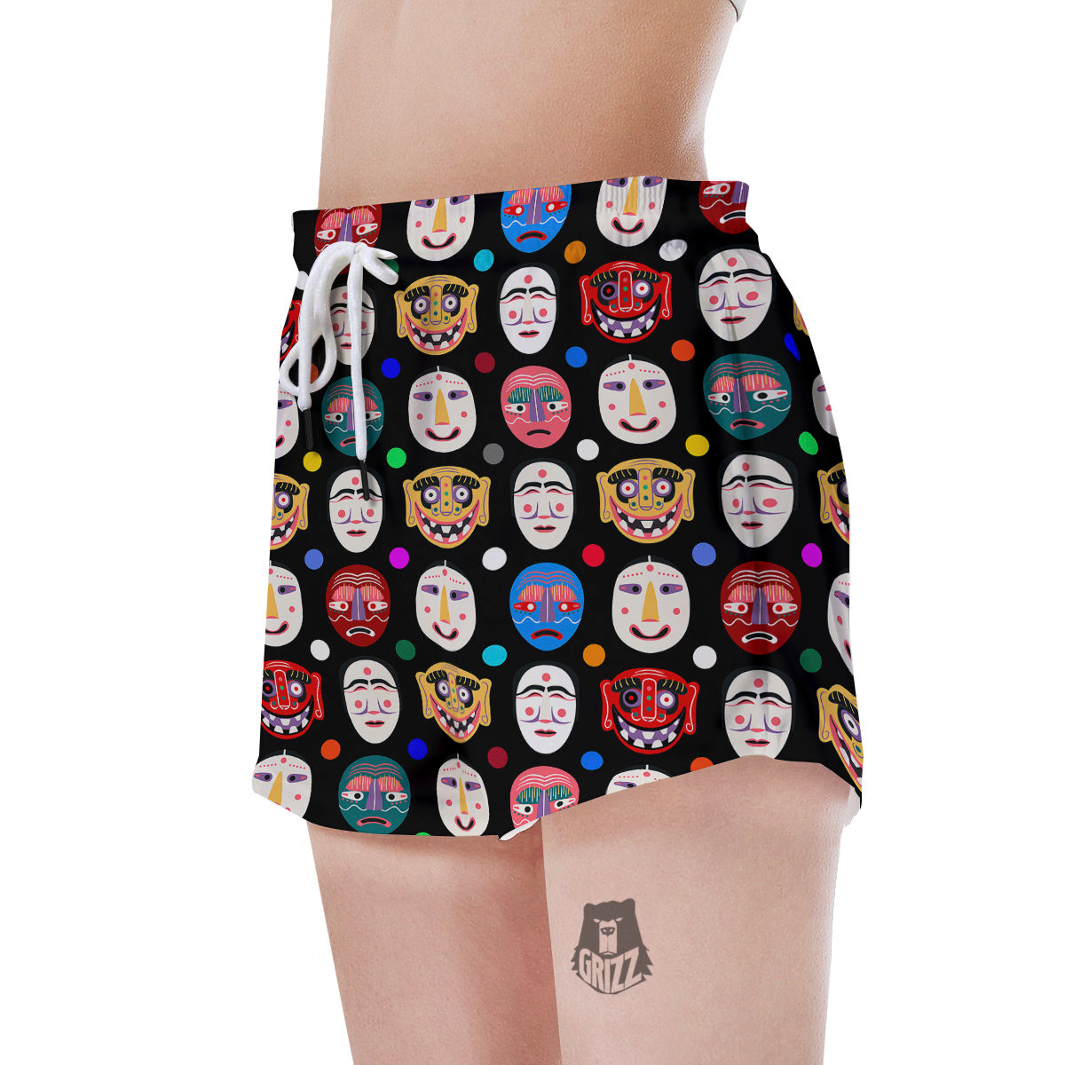 Traditional Korean Masks Print Pattern Women's Shorts-grizzshop