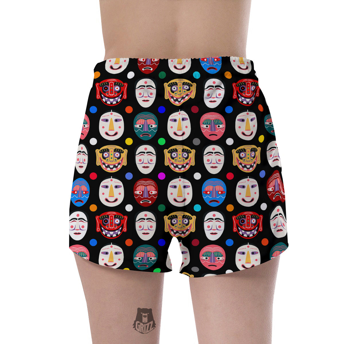 Traditional Korean Masks Print Pattern Women's Shorts-grizzshop