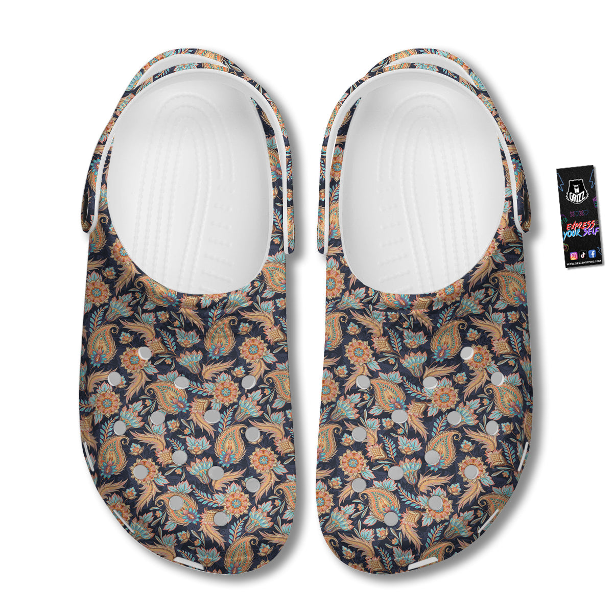 Traditional Oriental Paisley Print Pattern Clog-grizzshop