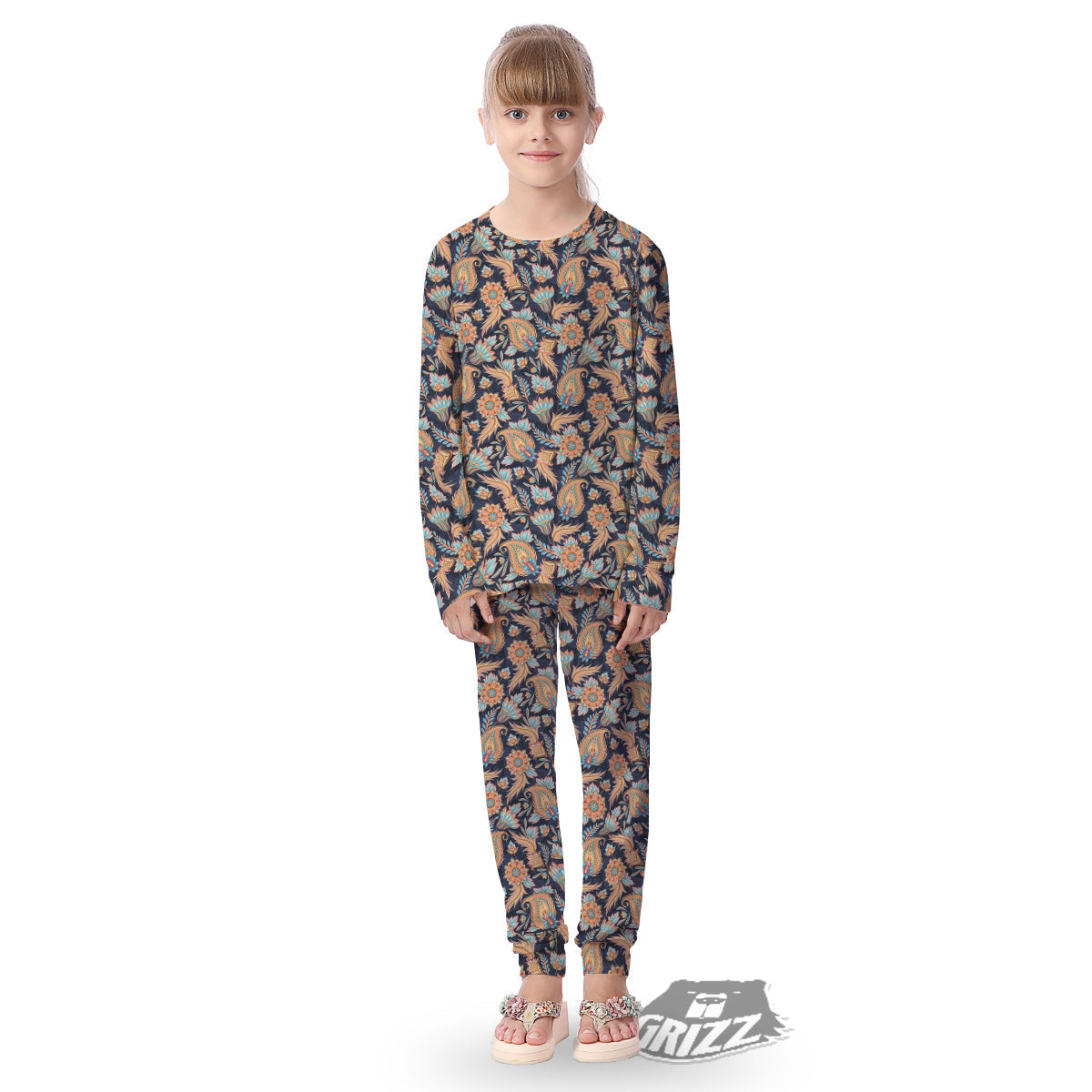 Traditional Oriental Paisley Print Pattern Kid's Pajamas-grizzshop