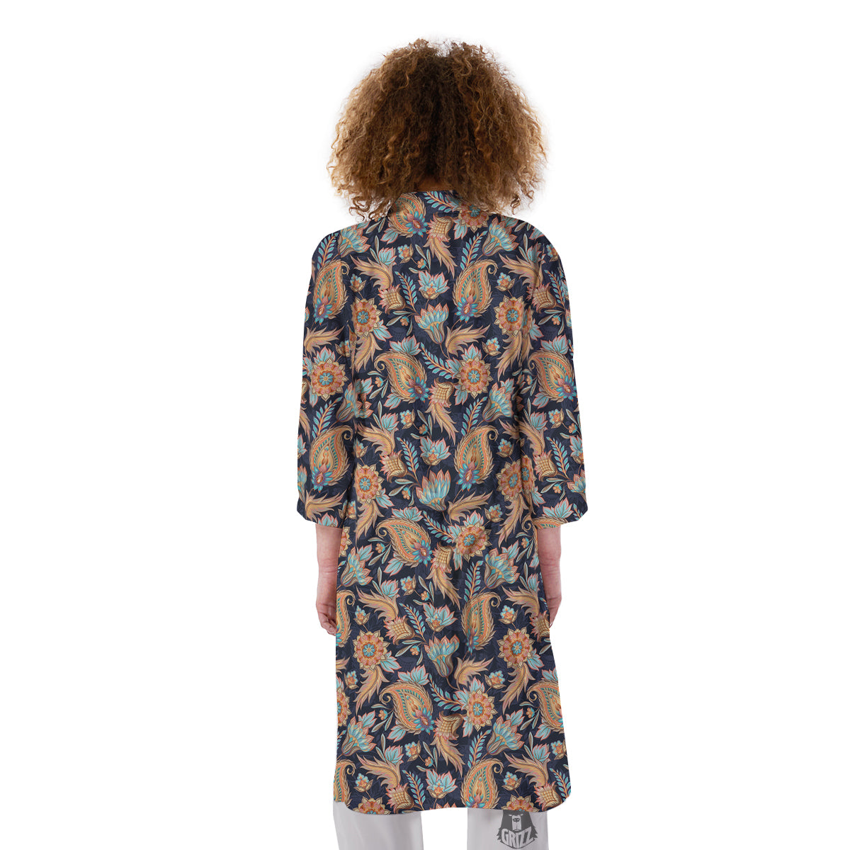 Traditional Oriental Paisley Print Pattern Kimono-grizzshop