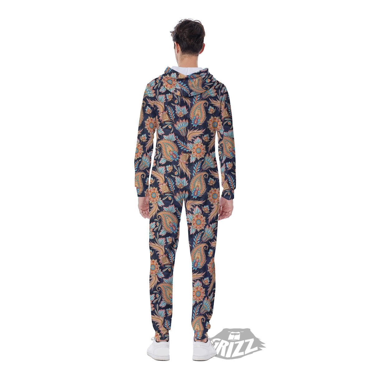 Traditional Oriental Paisley Print Pattern Men's Jumpsuit-grizzshop