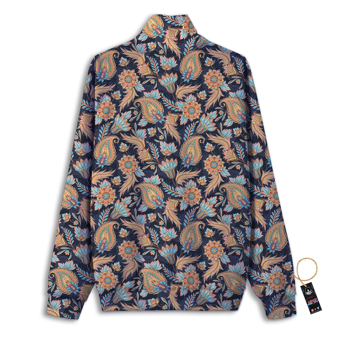 Traditional Oriental Paisley Print Pattern Track Jacket-grizzshop