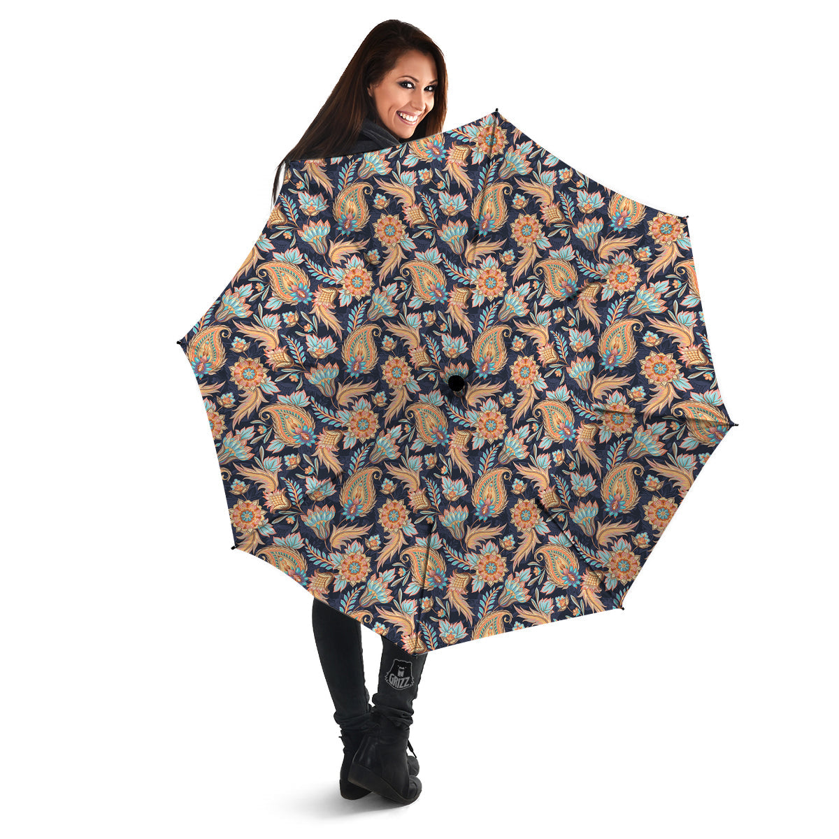 Traditional Oriental Paisley Print Pattern Umbrella-grizzshop