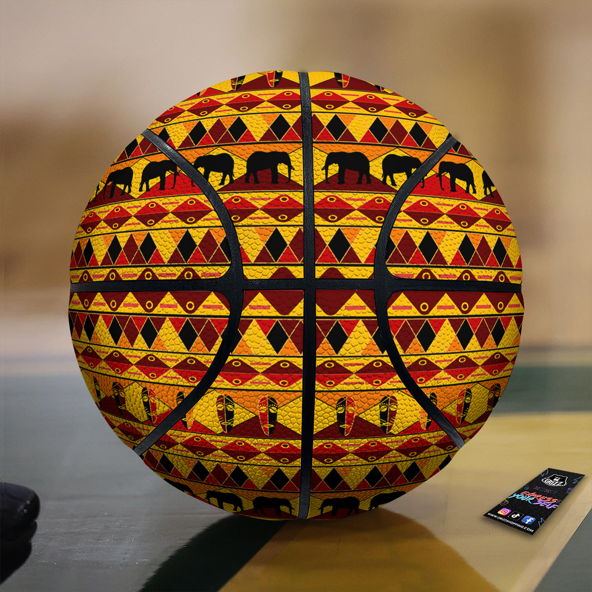 Traditional African Ethnic Print Pattern Basketball