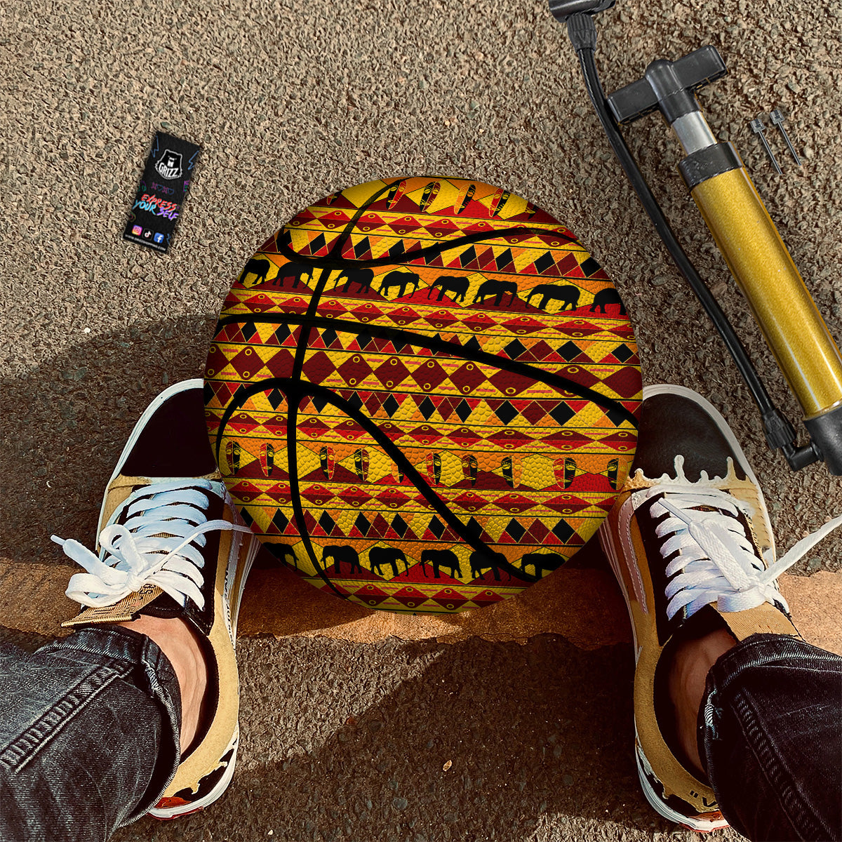 Traditional African Ethnic Print Pattern Basketball