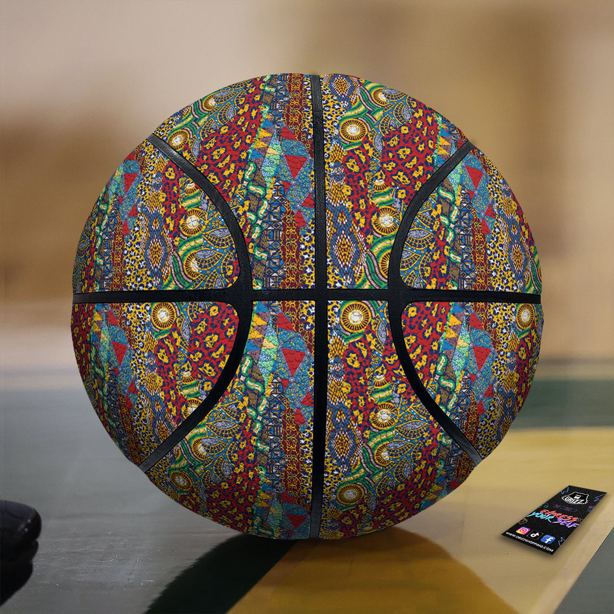 Traditional African Patchwork Animal Skins Print Pattern Basketball