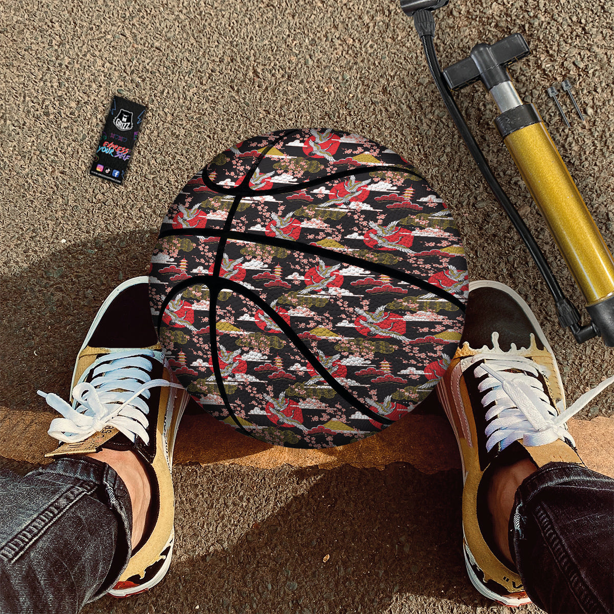 Traditional Japanese Print Pattern Basketball