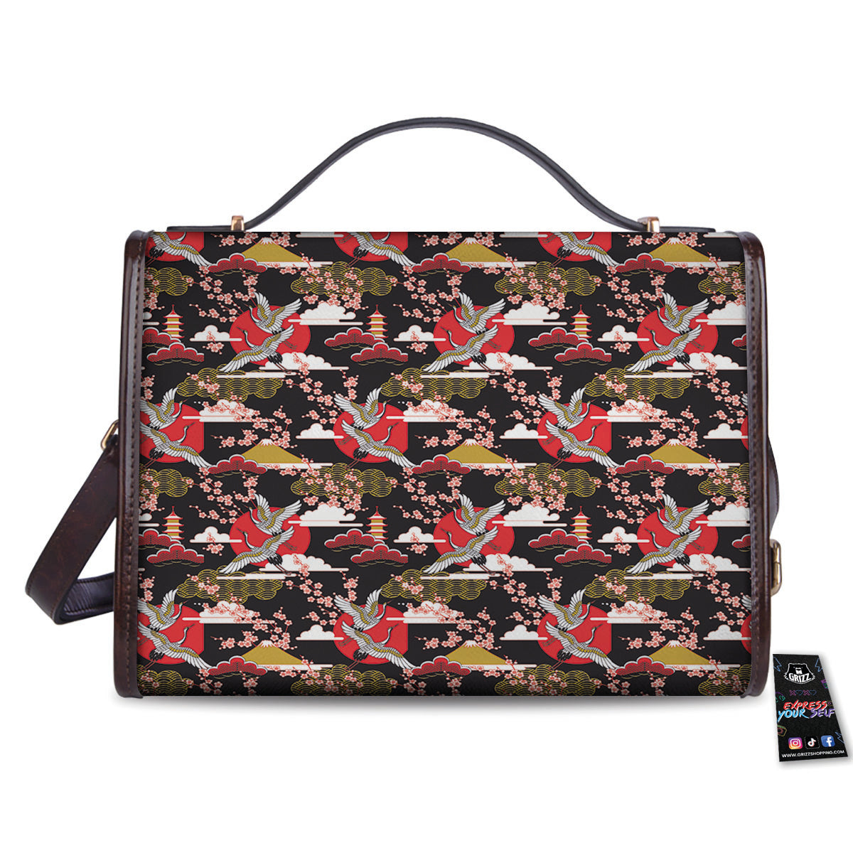 Traditional Japanese Print Pattern Women's Satchel Bag