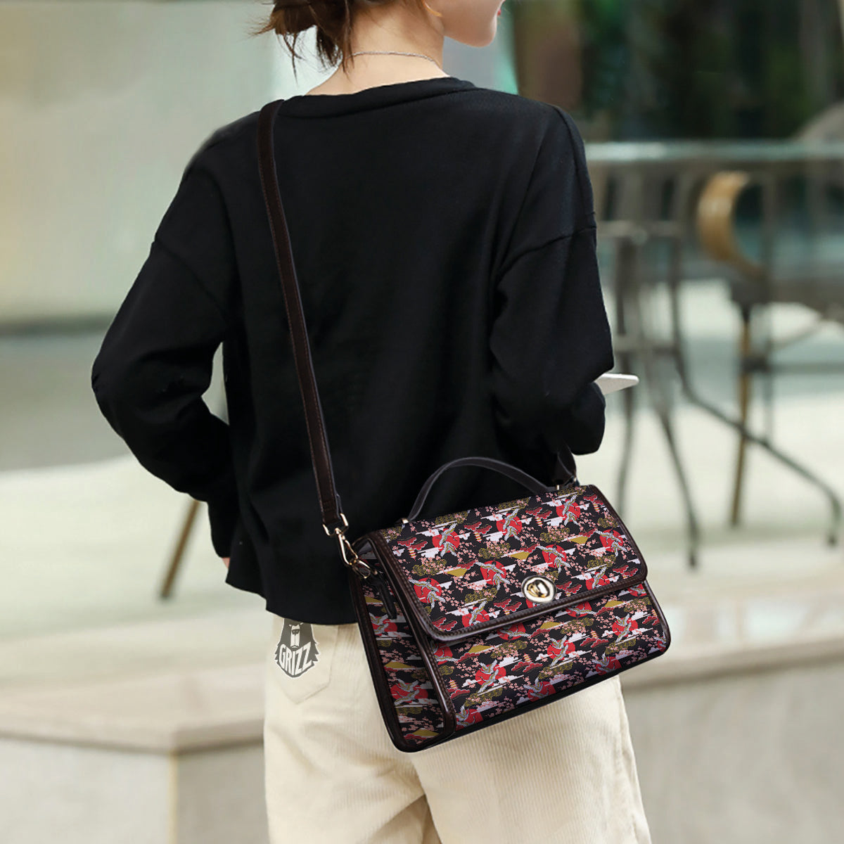 Traditional Japanese Print Pattern Women's Satchel Bag