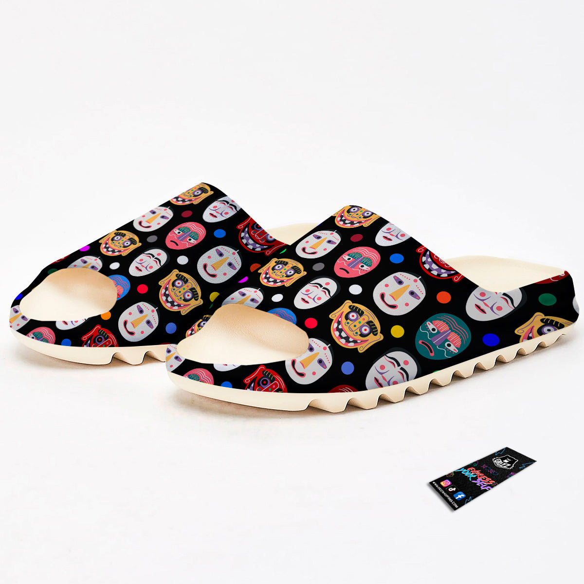 Traditional Korean Masks Print Pattern Sandals