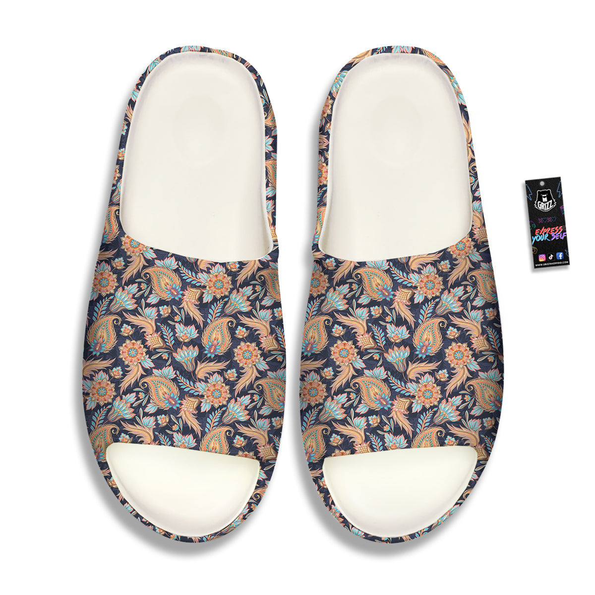 Traditional Oriental Paisley Print Pattern Sandals-grizzshop
