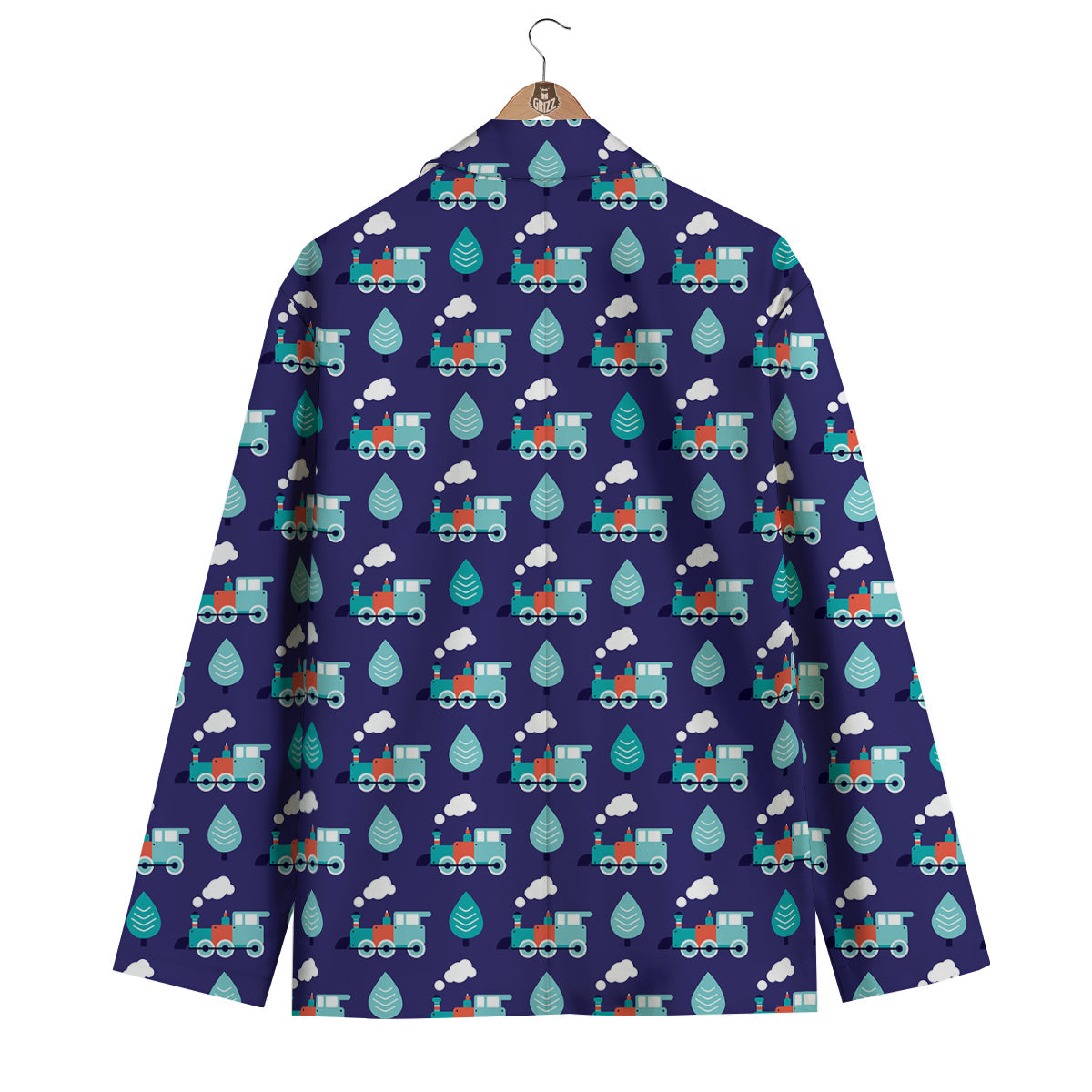 Train And Tree Print Pattern Men's Blazer-grizzshop