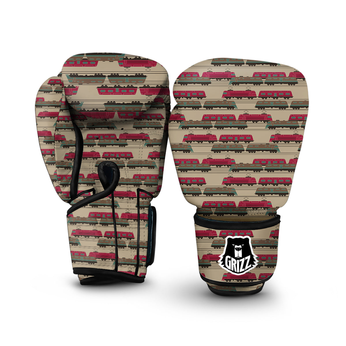 Train Print Pattern Boxing Gloves-grizzshop