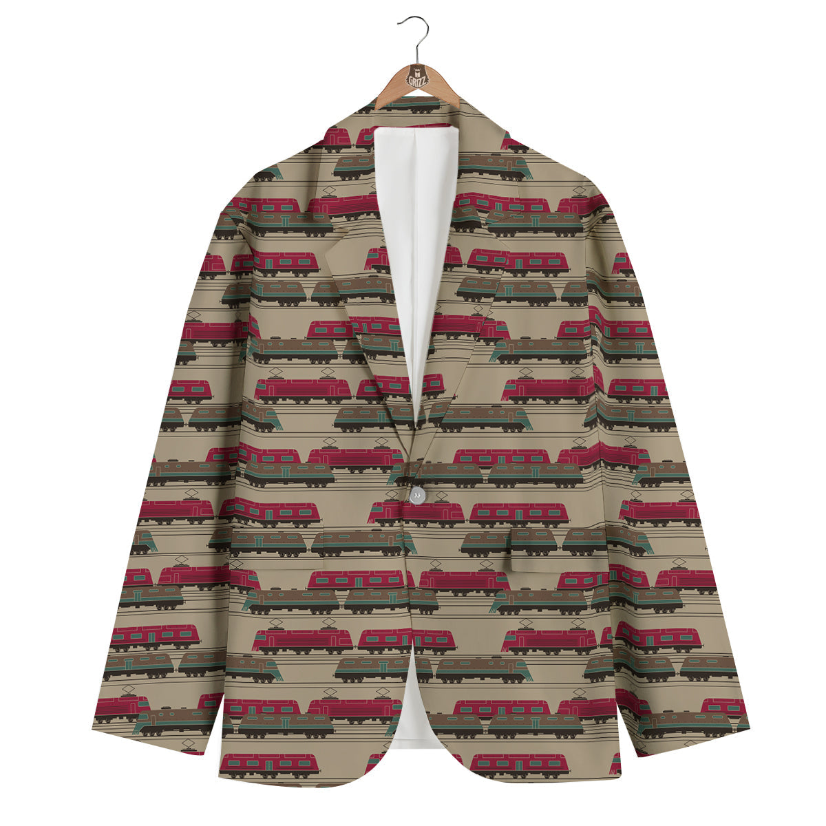 Train Print Pattern Men's Blazer-grizzshop