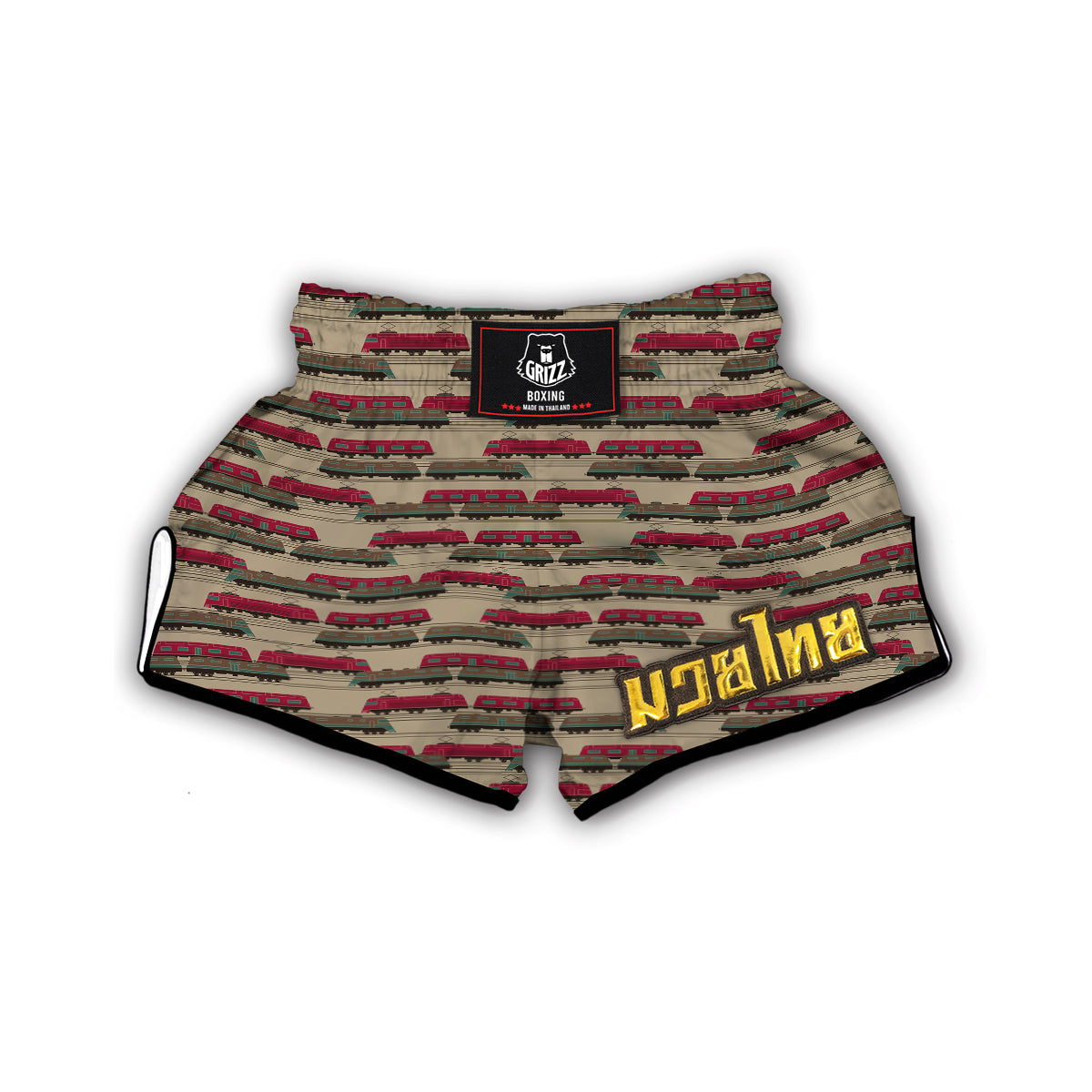 Train Print Pattern Muay Thai Boxing Shorts-grizzshop