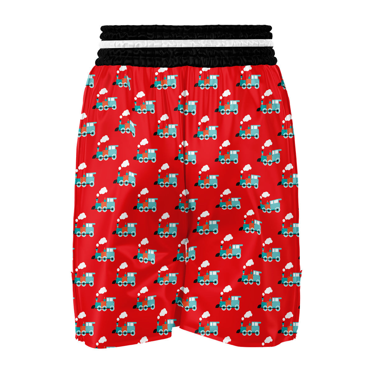 Train Red Print Pattern Boxing Shorts-grizzshop
