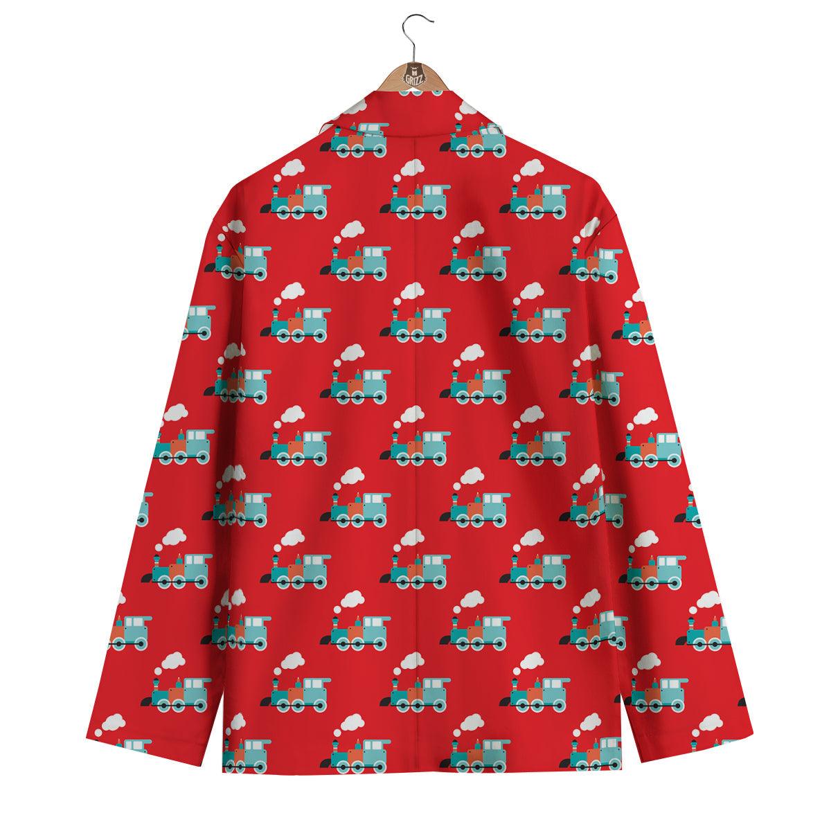Train Red Print Pattern Men's Blazer-grizzshop