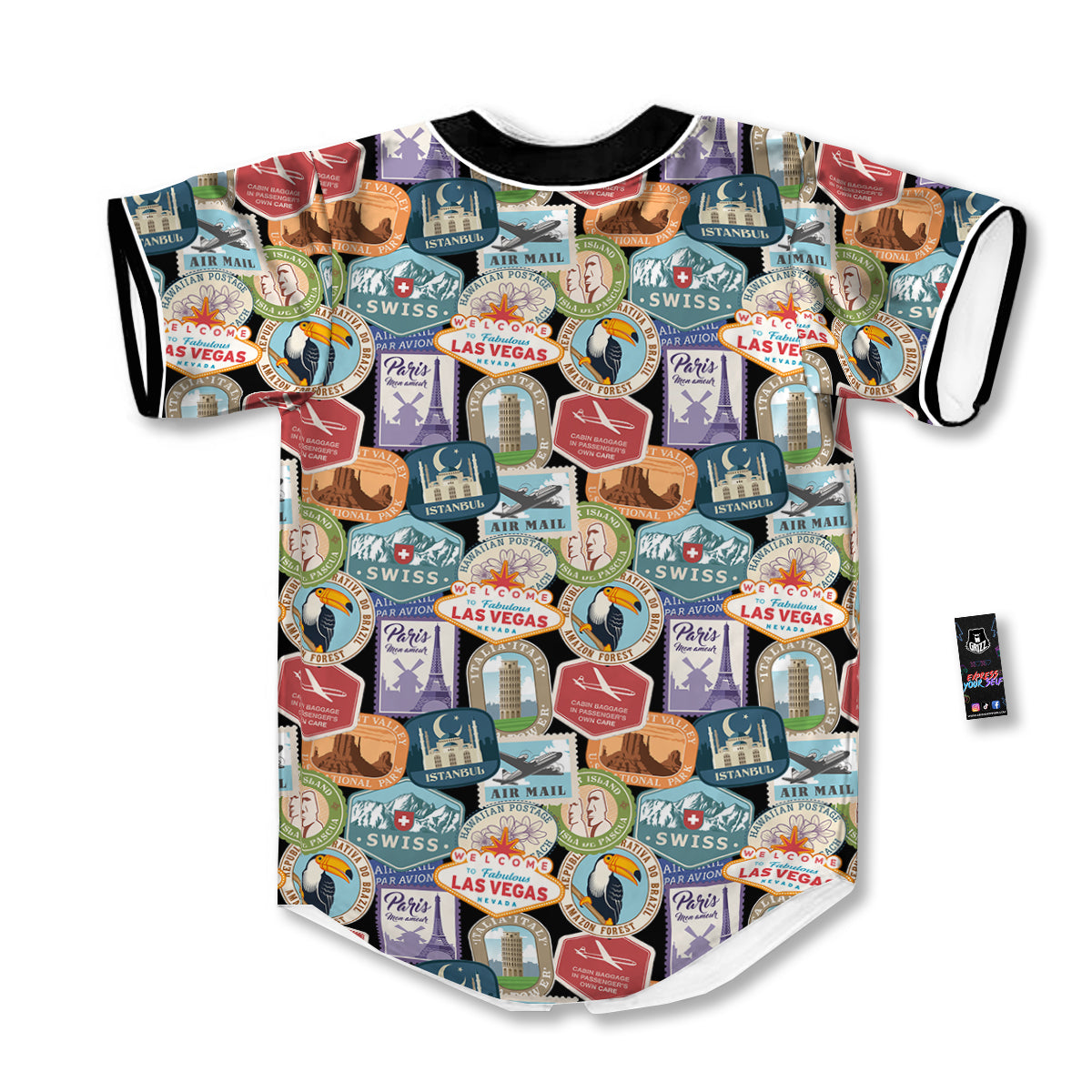 Travel Destinations Print Pattern Baseball Jersey-grizzshop