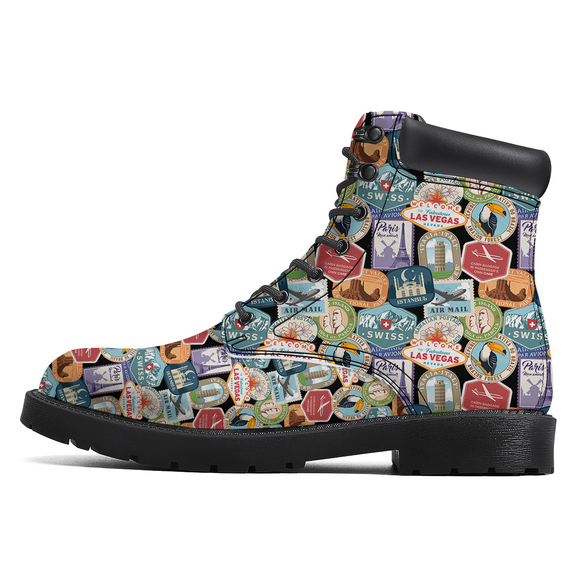 Travel Destinations Print Pattern Boots-grizzshop