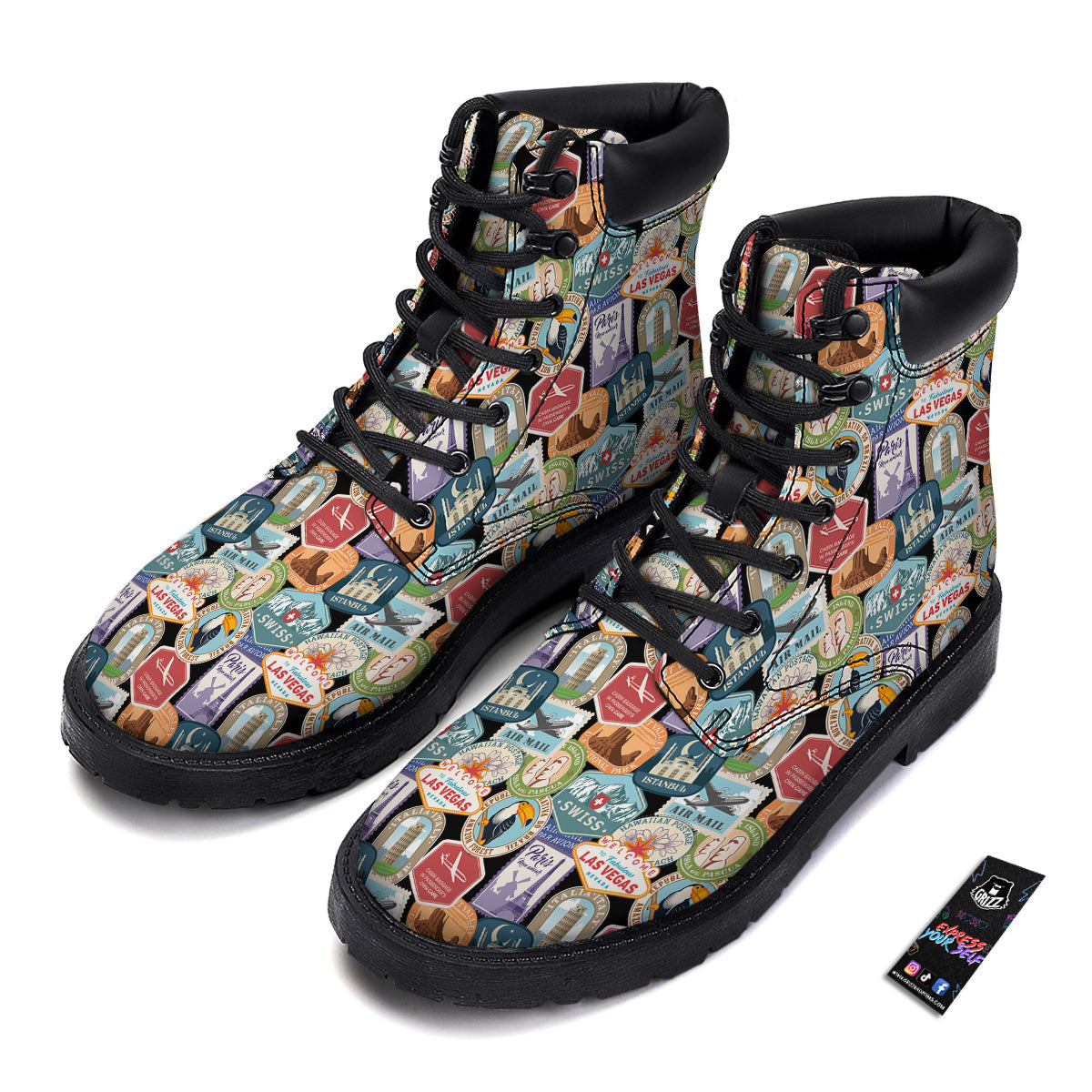 Travel Destinations Print Pattern Boots-grizzshop