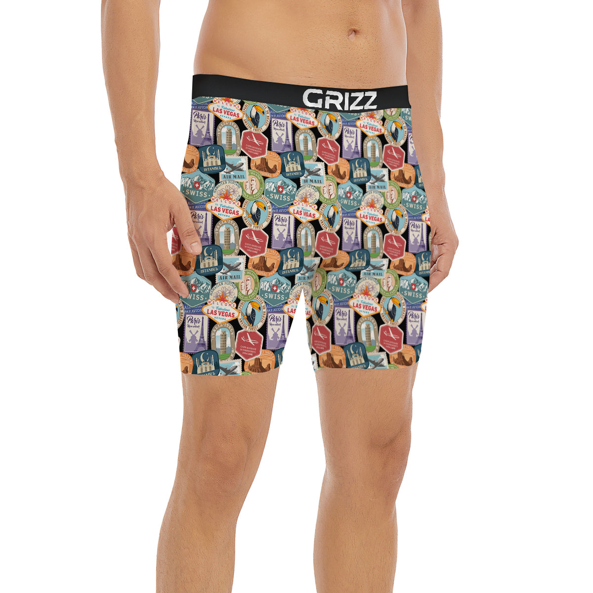 Travel Destinations Print Pattern Boxer Briefs-grizzshop
