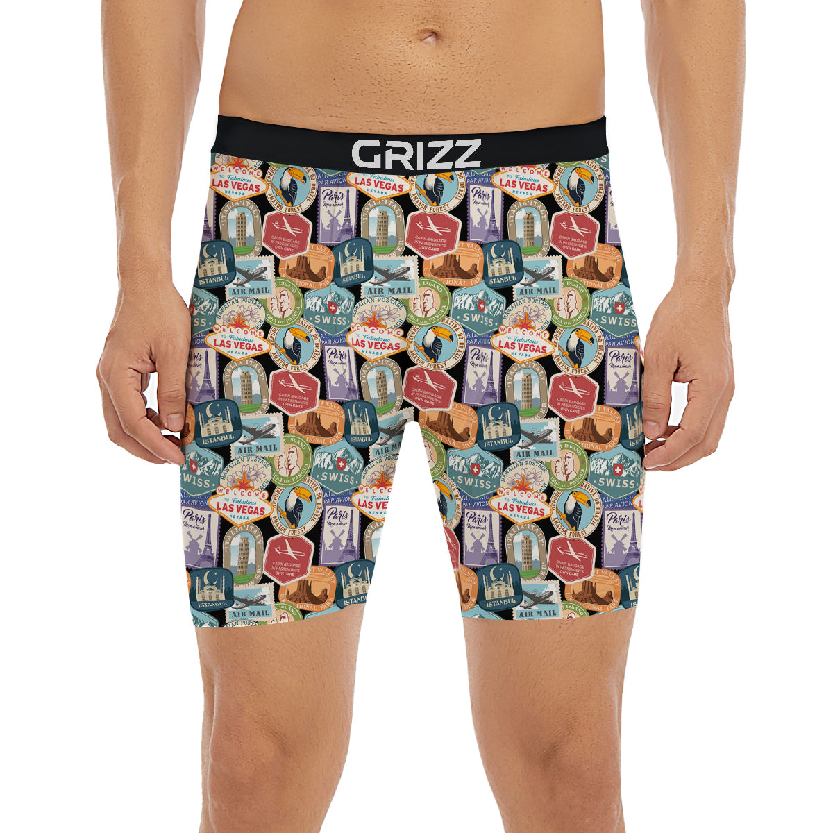 Travel Destinations Print Pattern Boxer Briefs-grizzshop