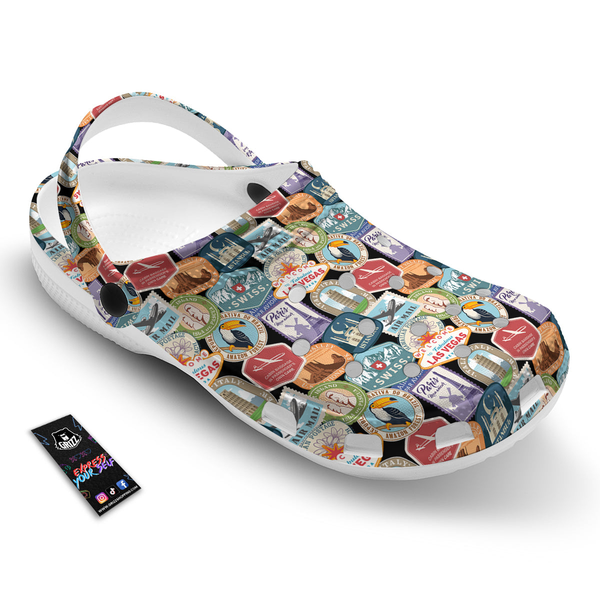 Travel Destinations Print Pattern Clog-grizzshop