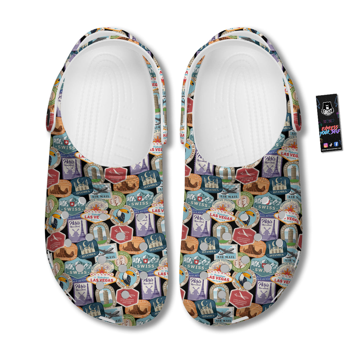 Travel Destinations Print Pattern Clog-grizzshop