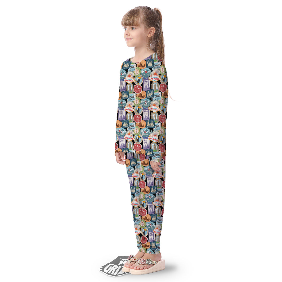 Travel Destinations Print Pattern Kid's Pajamas-grizzshop
