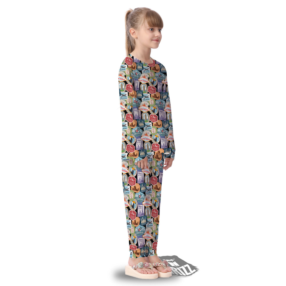 Travel Destinations Print Pattern Kid's Pajamas-grizzshop