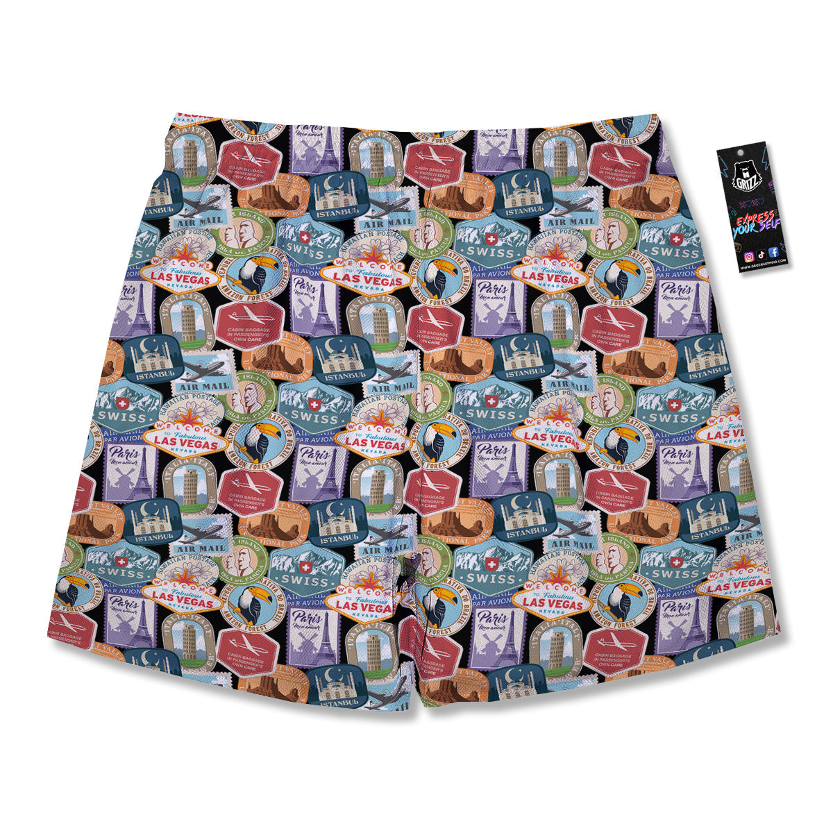 Travel Destinations Print Pattern Men's Running Shorts-grizzshop
