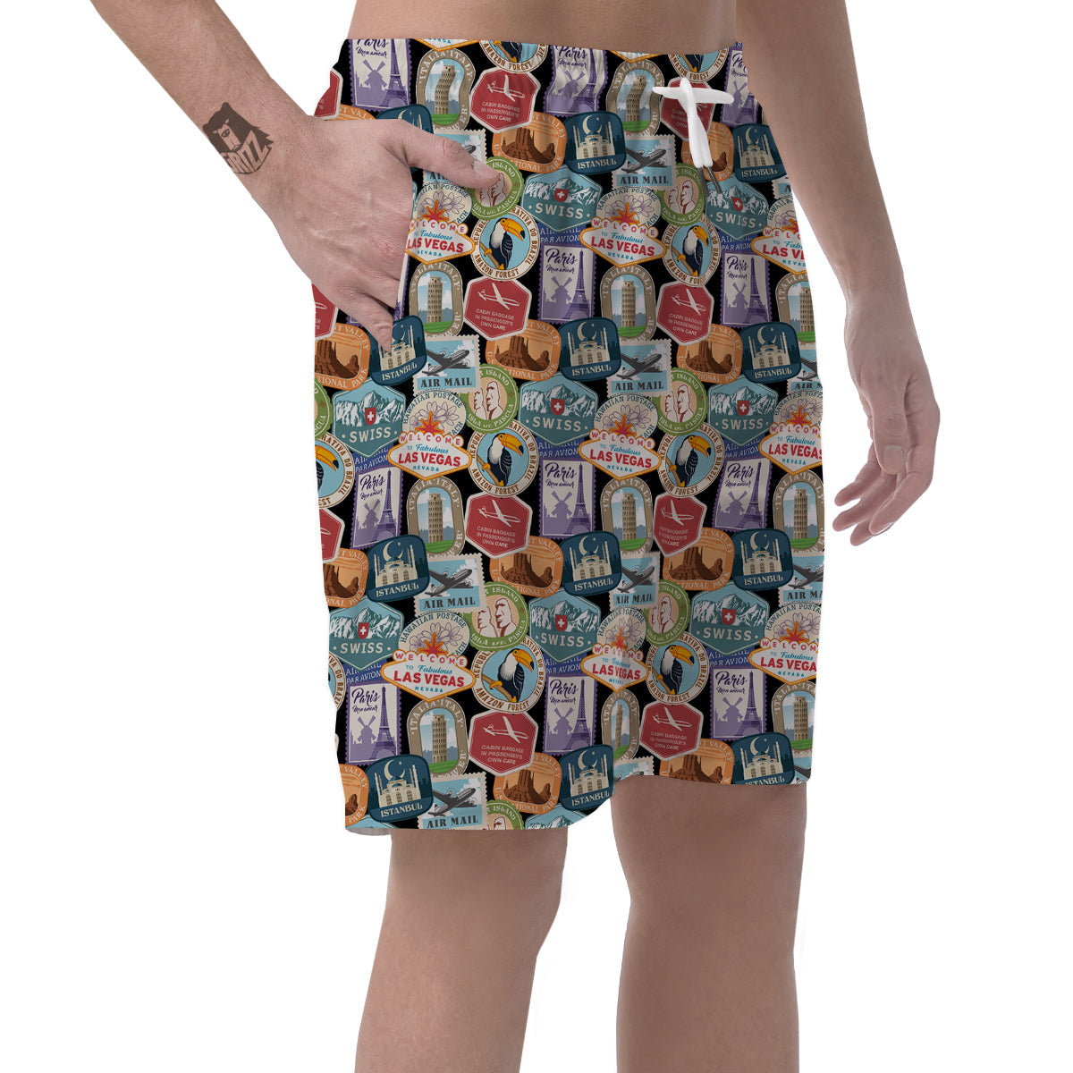 Travel Destinations Print Pattern Men's Shorts-grizzshop