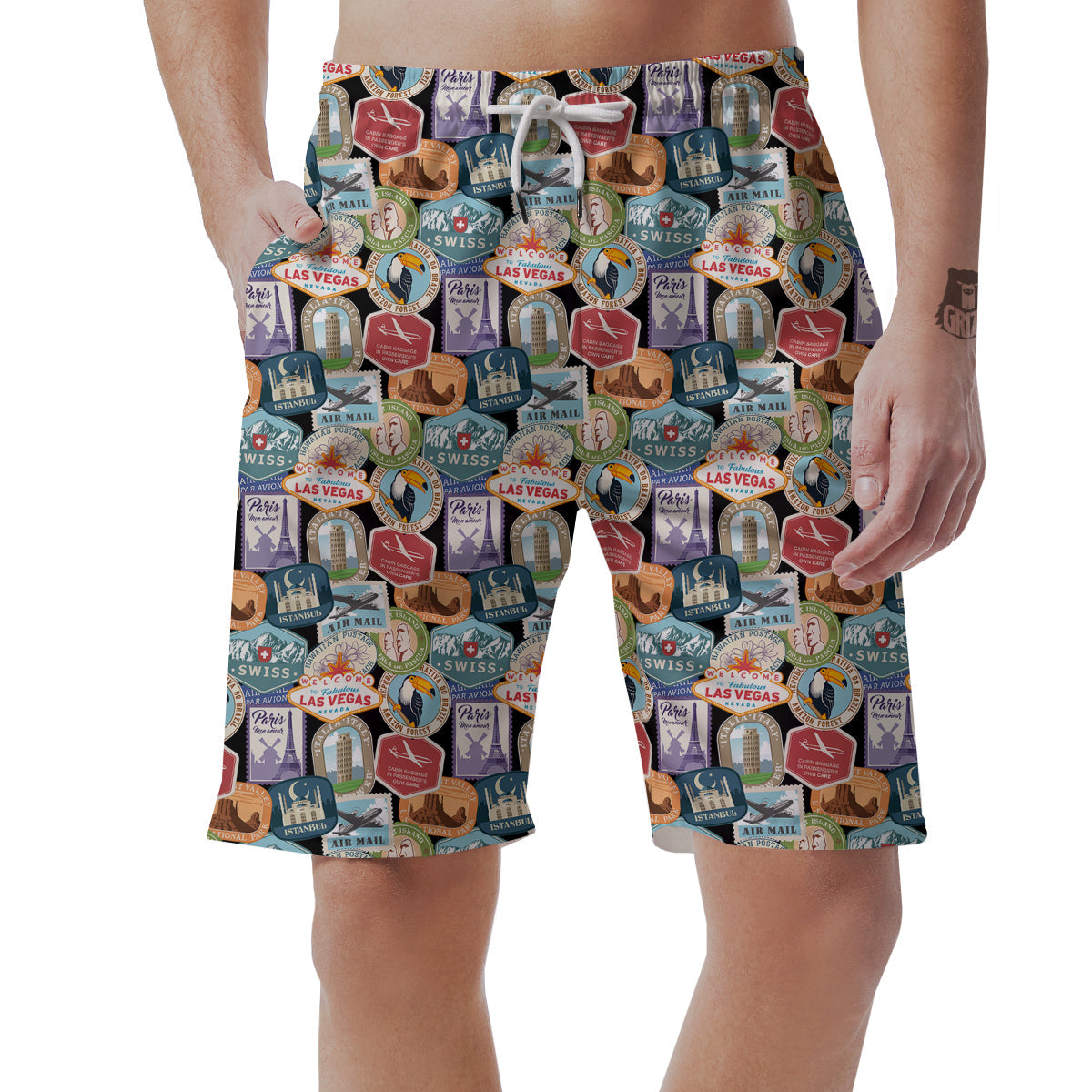 Travel Destinations Print Pattern Men's Shorts-grizzshop