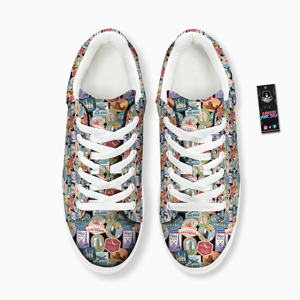 Travel Destinations Print Pattern Platform Shoes-grizzshop
