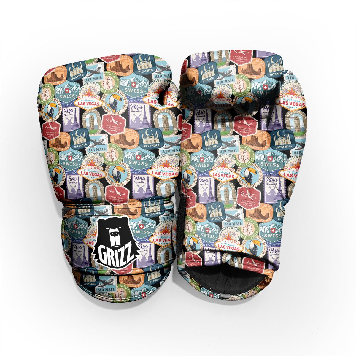 Travel Destinations Print Pattern Pro Boxing Glove