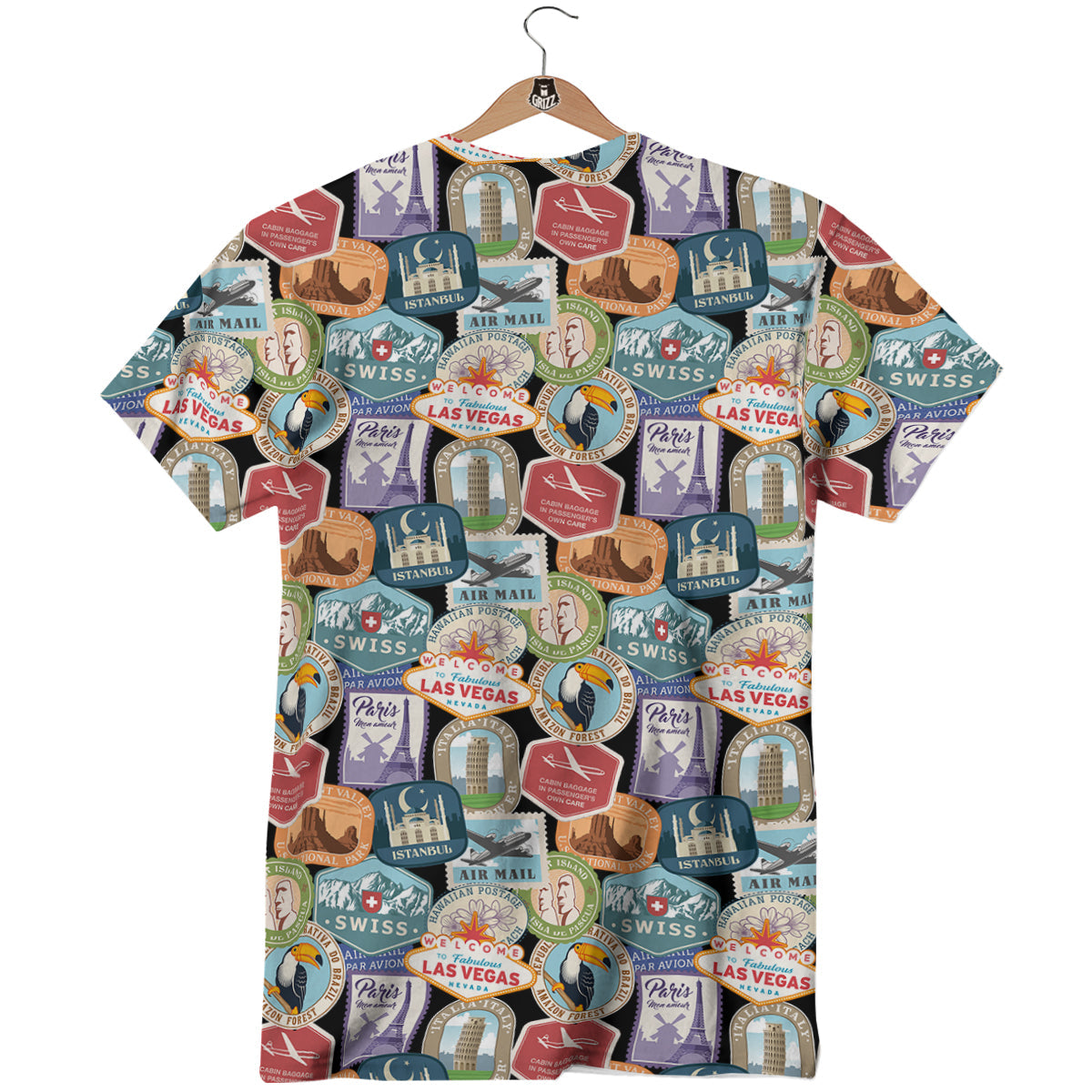 Travel Destinations Print Pattern T-Shirt-grizzshop