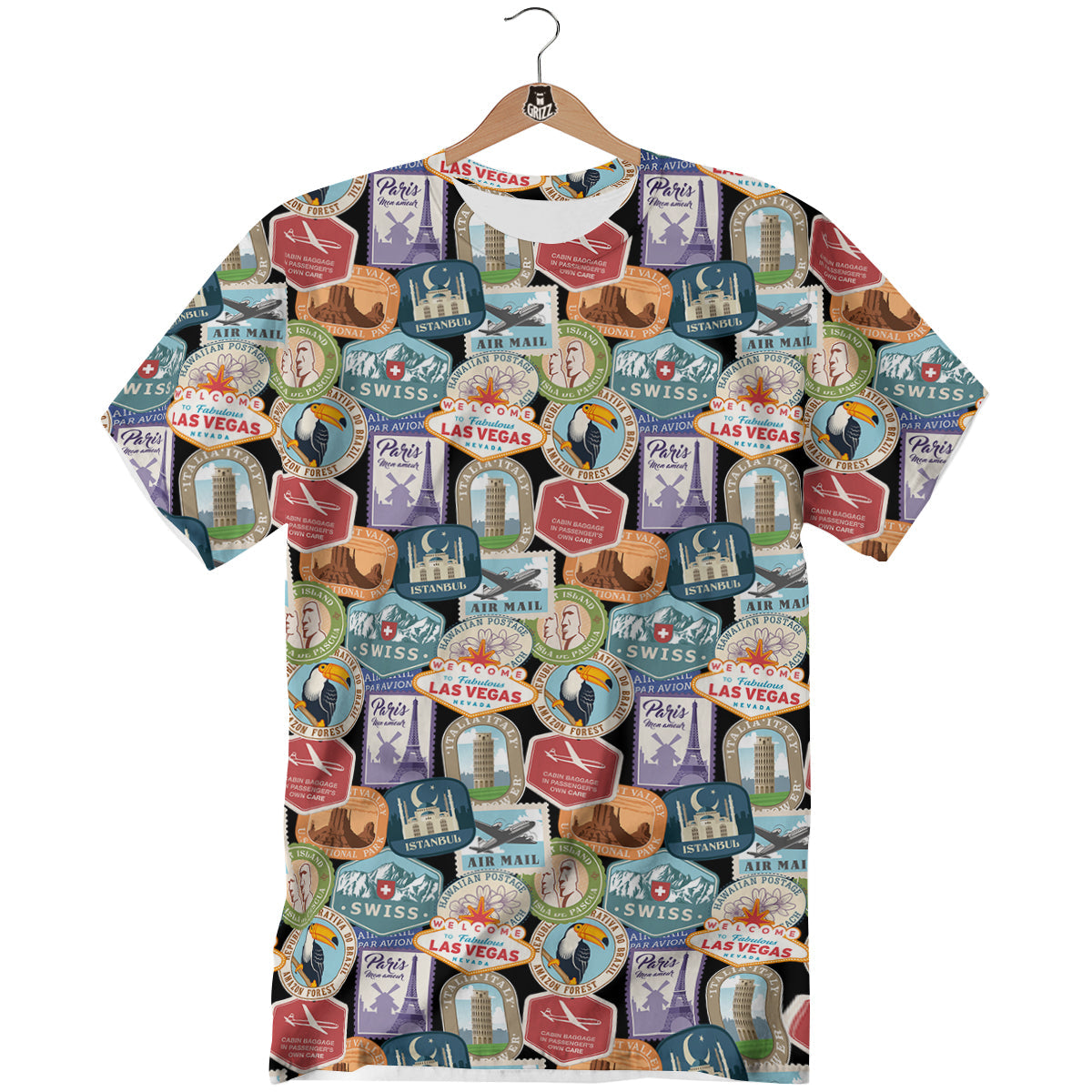 Travel Destinations Print Pattern T-Shirt-grizzshop