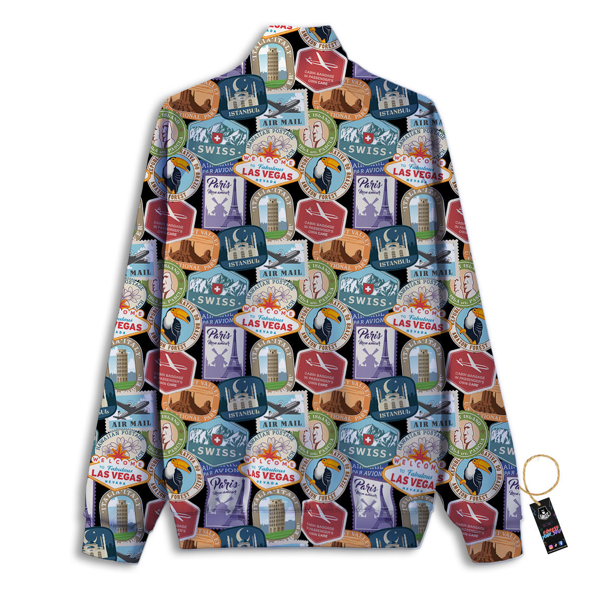 Travel Destinations Print Pattern Track Jacket-grizzshop