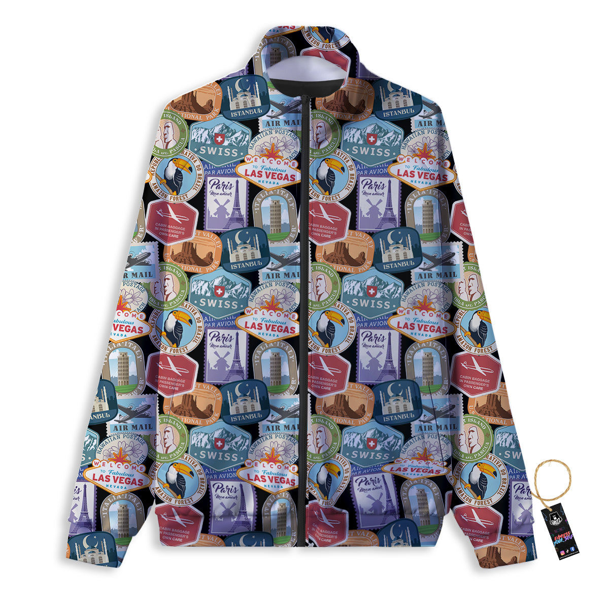 Travel Destinations Print Pattern Track Jacket-grizzshop