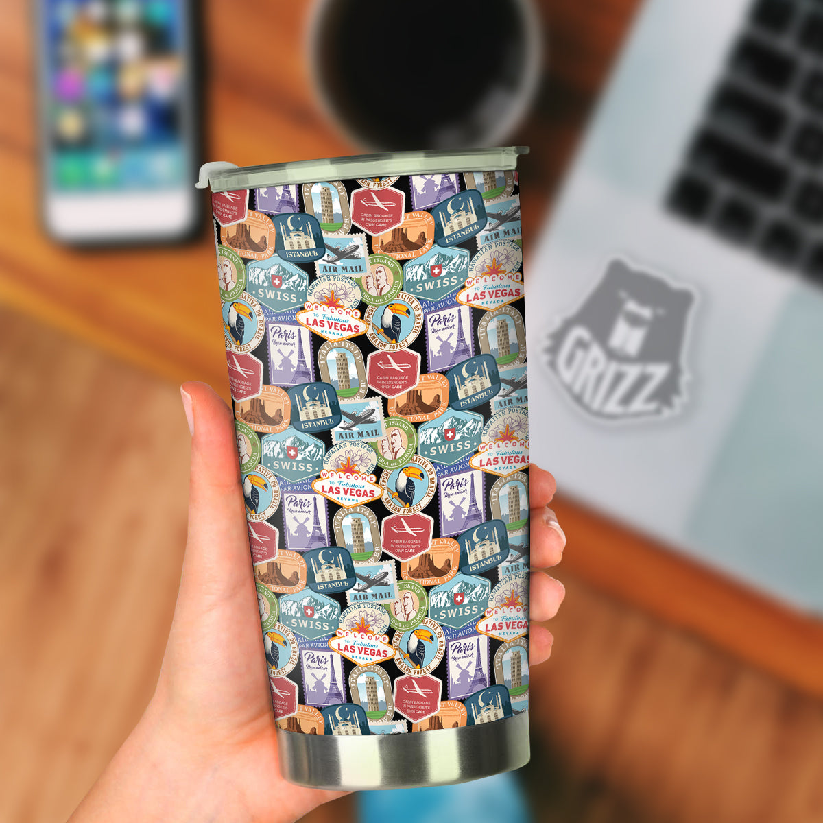 Travel Destinations Print Pattern Tumbler-grizzshop