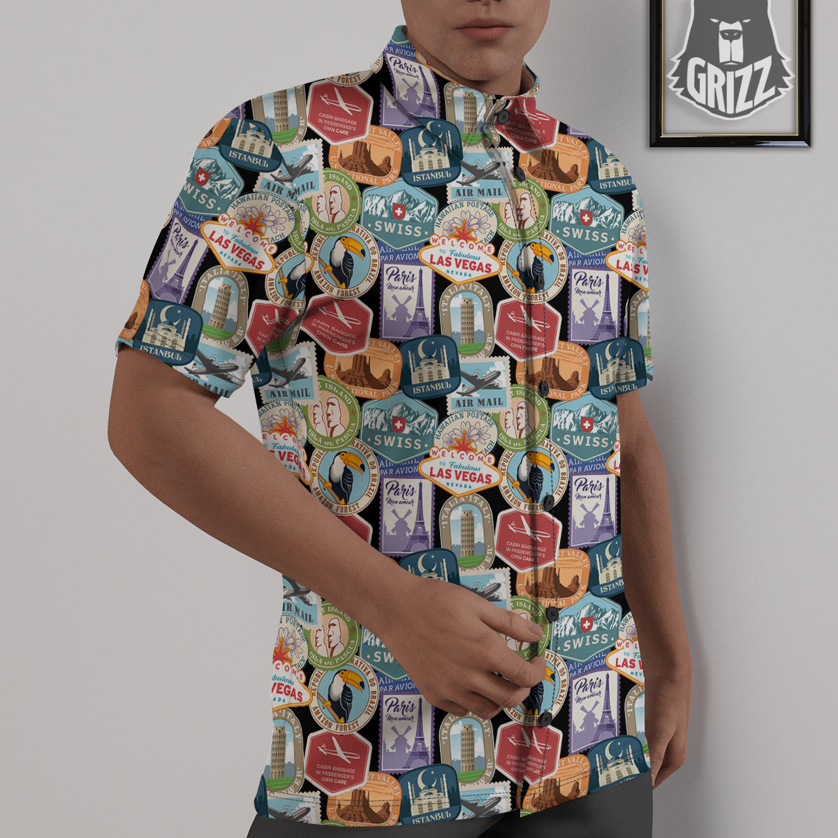 Travel Destinations Print Pattern Untucked Shirts-grizzshop