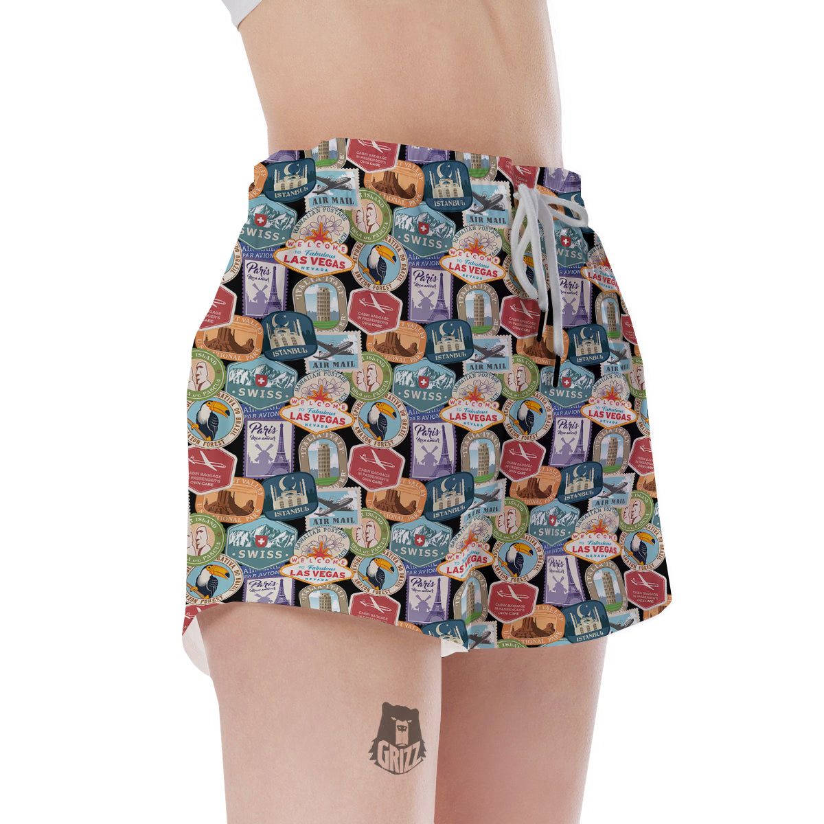 Travel Destinations Print Pattern Women's Shorts-grizzshop