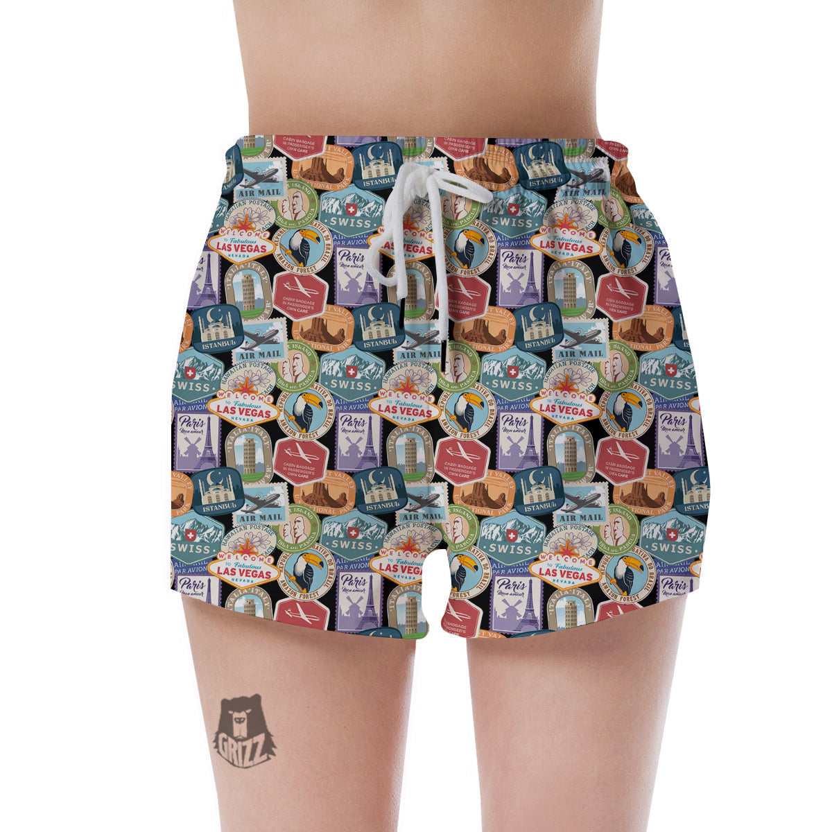 Travel Destinations Print Pattern Women's Shorts-grizzshop