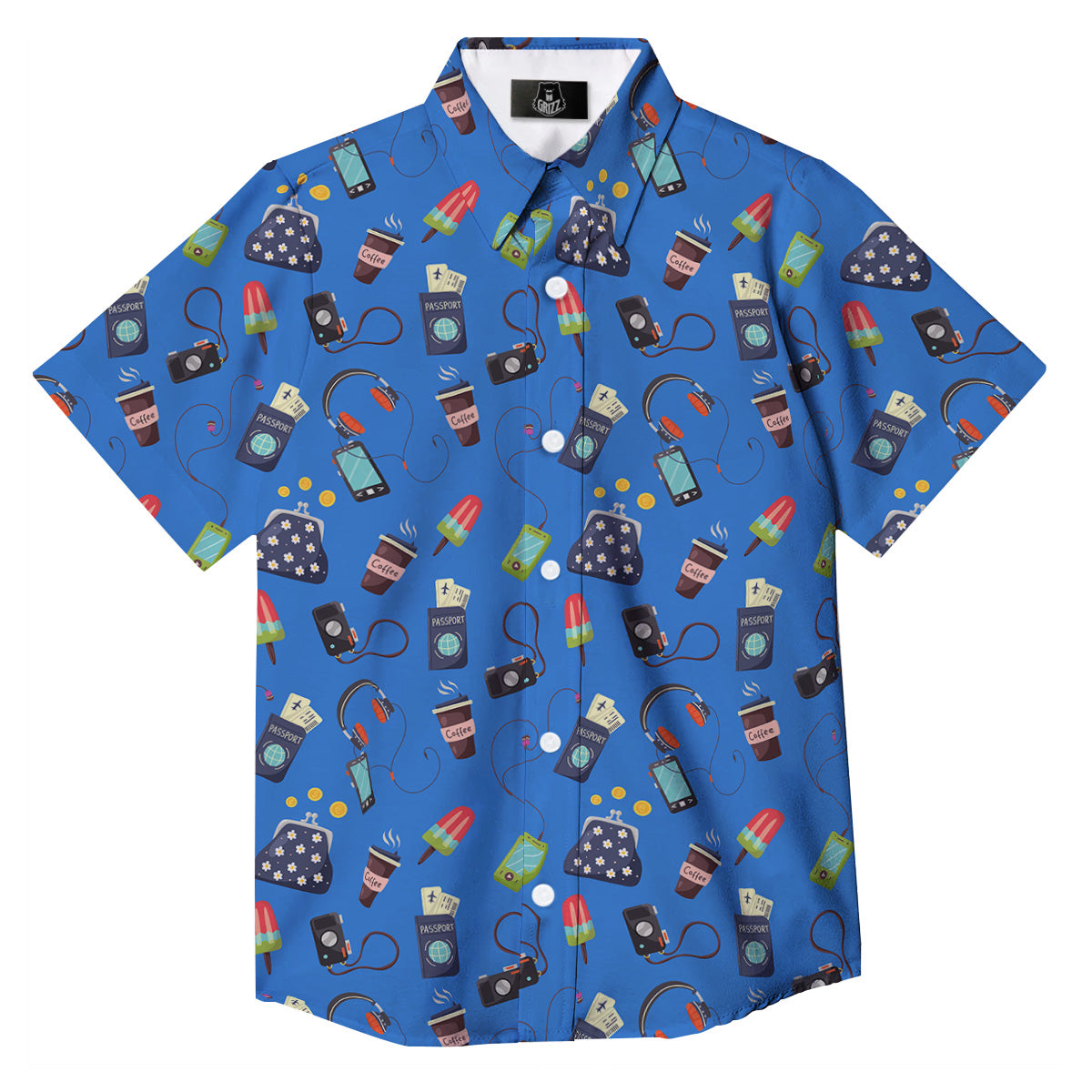 Travel Gear Vacation Print Pattern Button Up Shirt-grizzshop