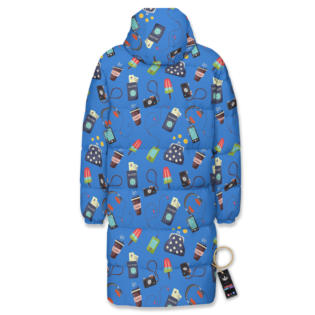 Travel Gear Vacation Print Pattern Long Down Jacket-grizzshop