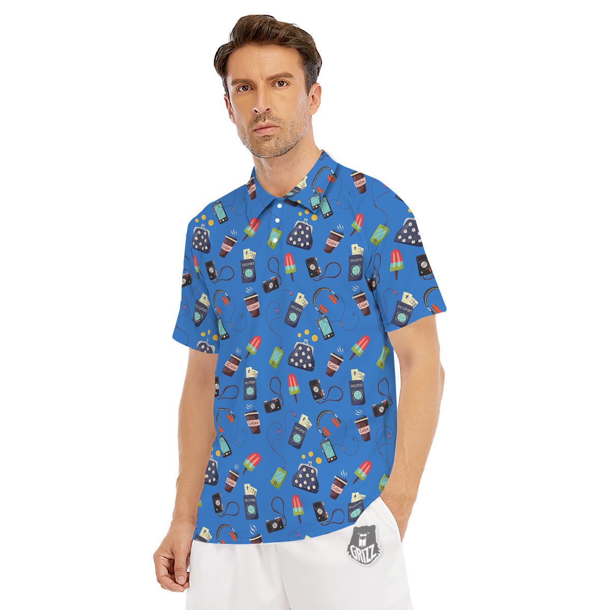 Travel Gear Vacation Print Pattern Men's Golf Shirts-grizzshop