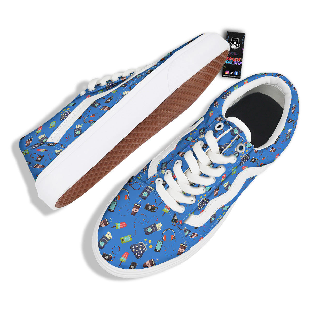 Travel Gear Vacation Print Pattern Skate Shoes-grizzshop
