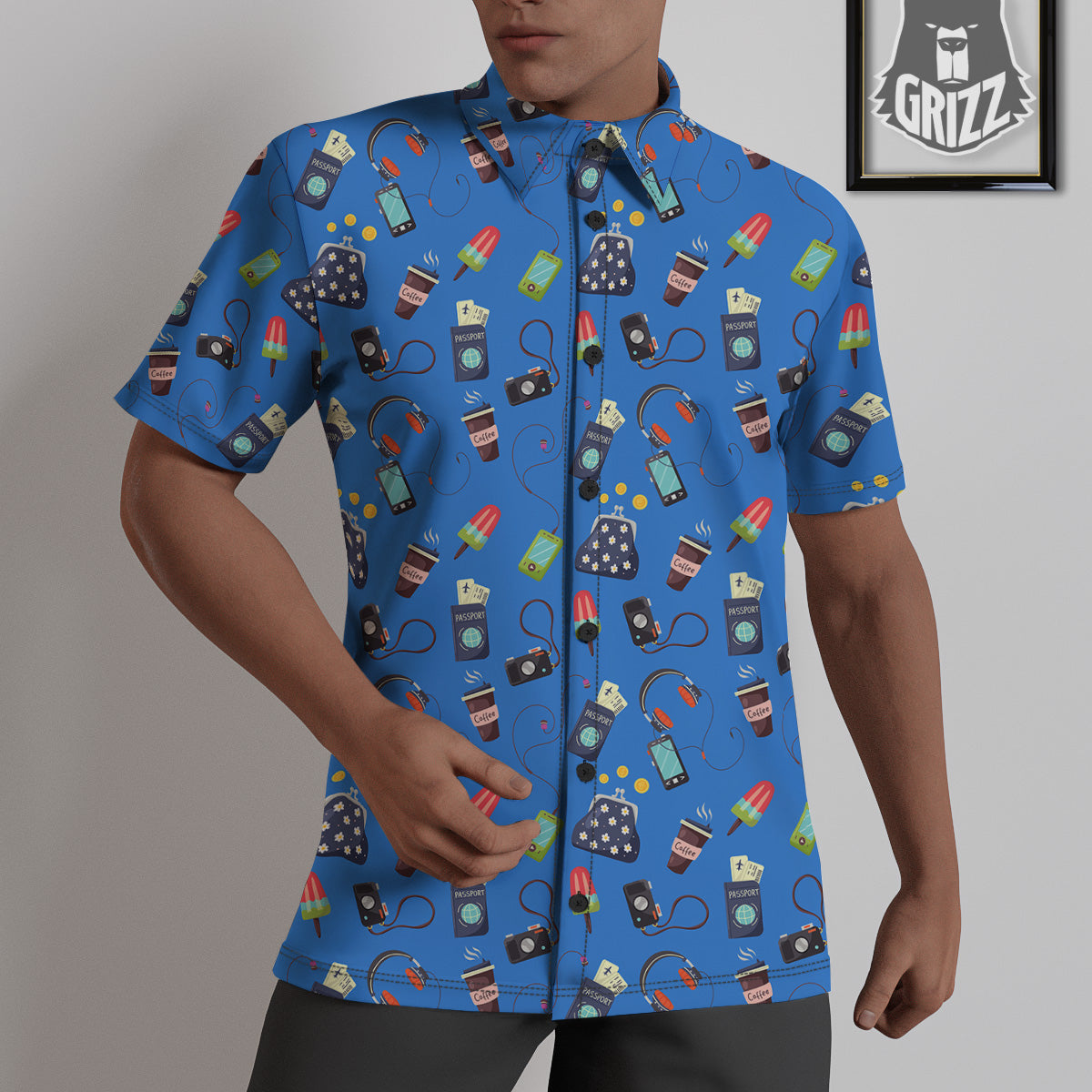 Travel Gear Vacation Print Pattern Untucked Shirts-grizzshop